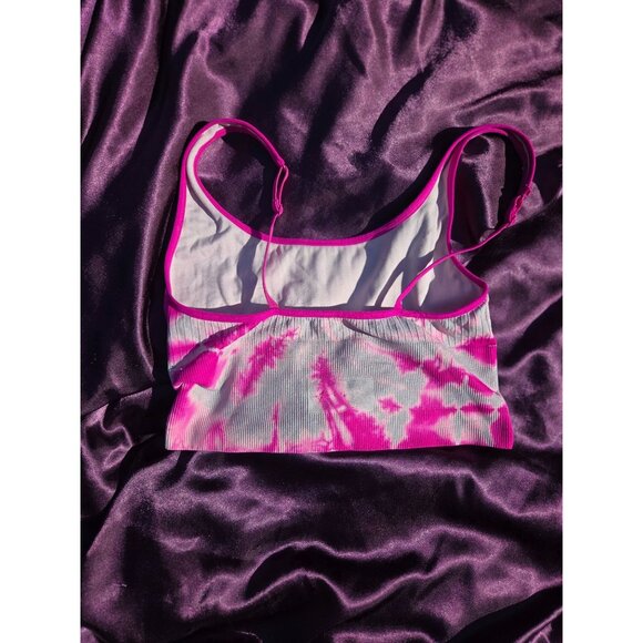 Victoria’s Secret Pink Tie-Dye Cropped Tank Top*Adj Straps*Ribbed*Lined*NWOT*M - Picture 6 of 7